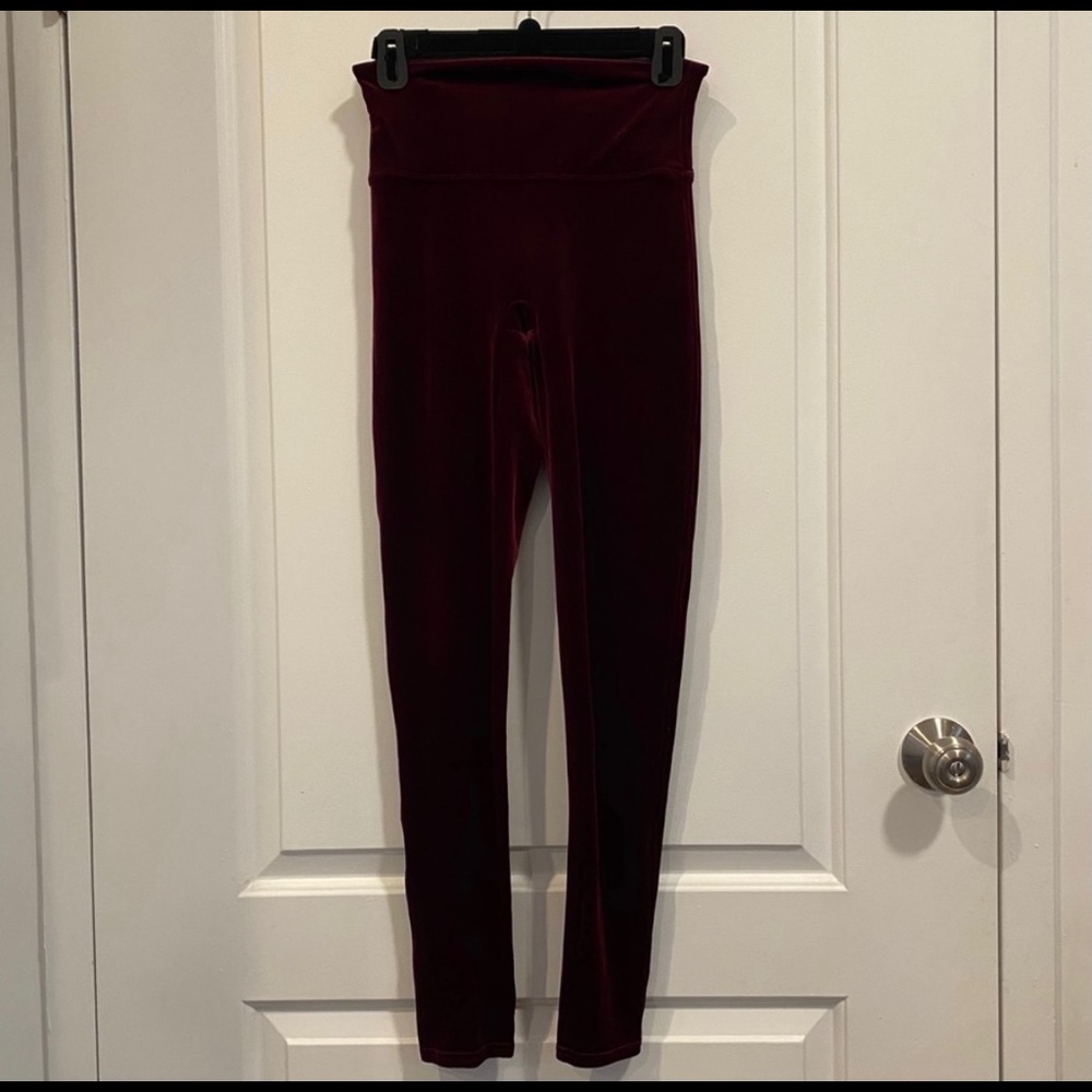 Spanx Velvet Leggings in Color Rich Burgundy - Picture 5 of 6